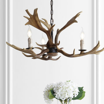 Eldora 27" Adjustable Resin Antler LED Chandelier - JONATHAN Y